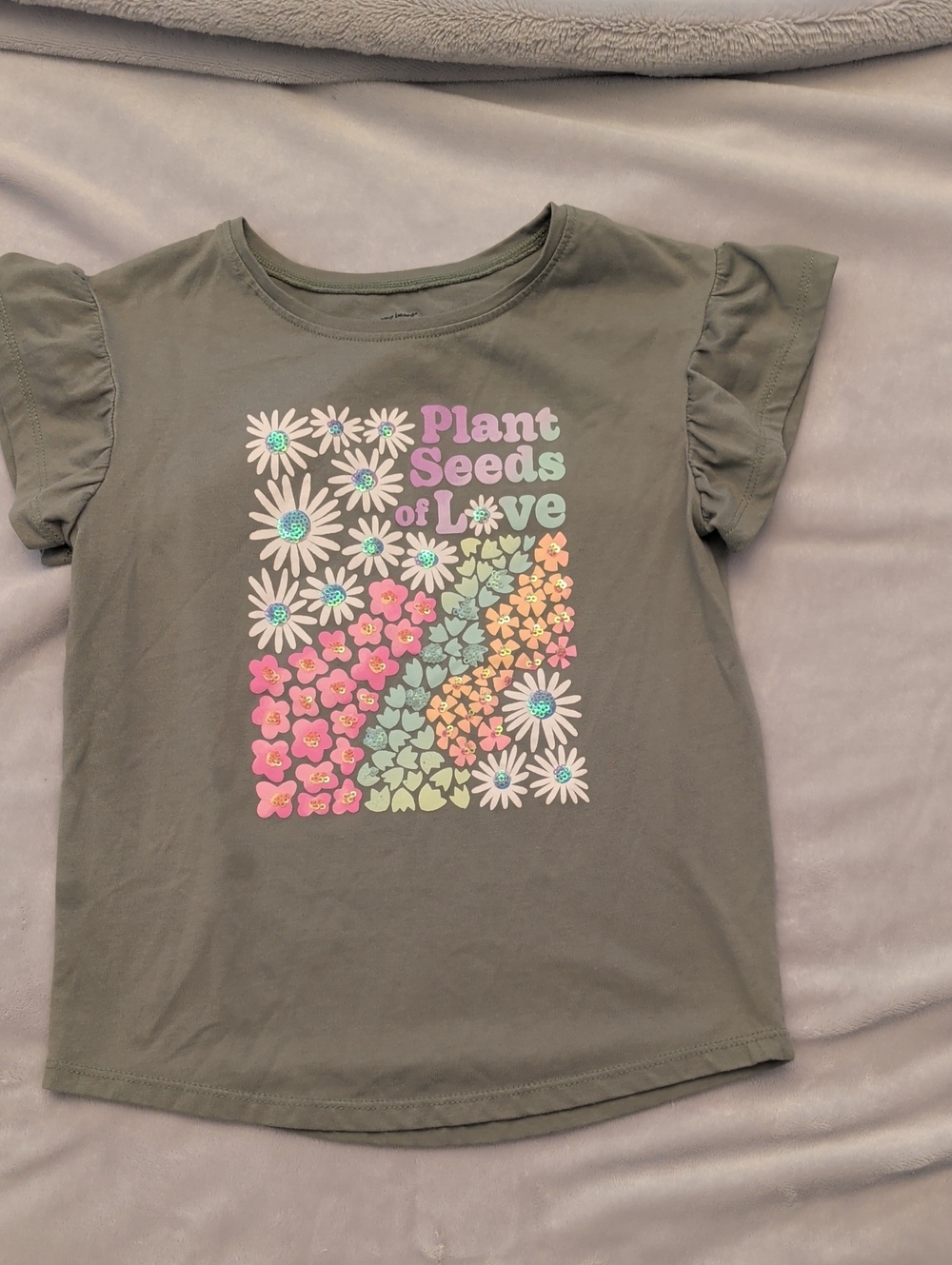 jumping beans Olive Green 'Plant Seeds of Love' Floral Ruffle Sleeve Tee